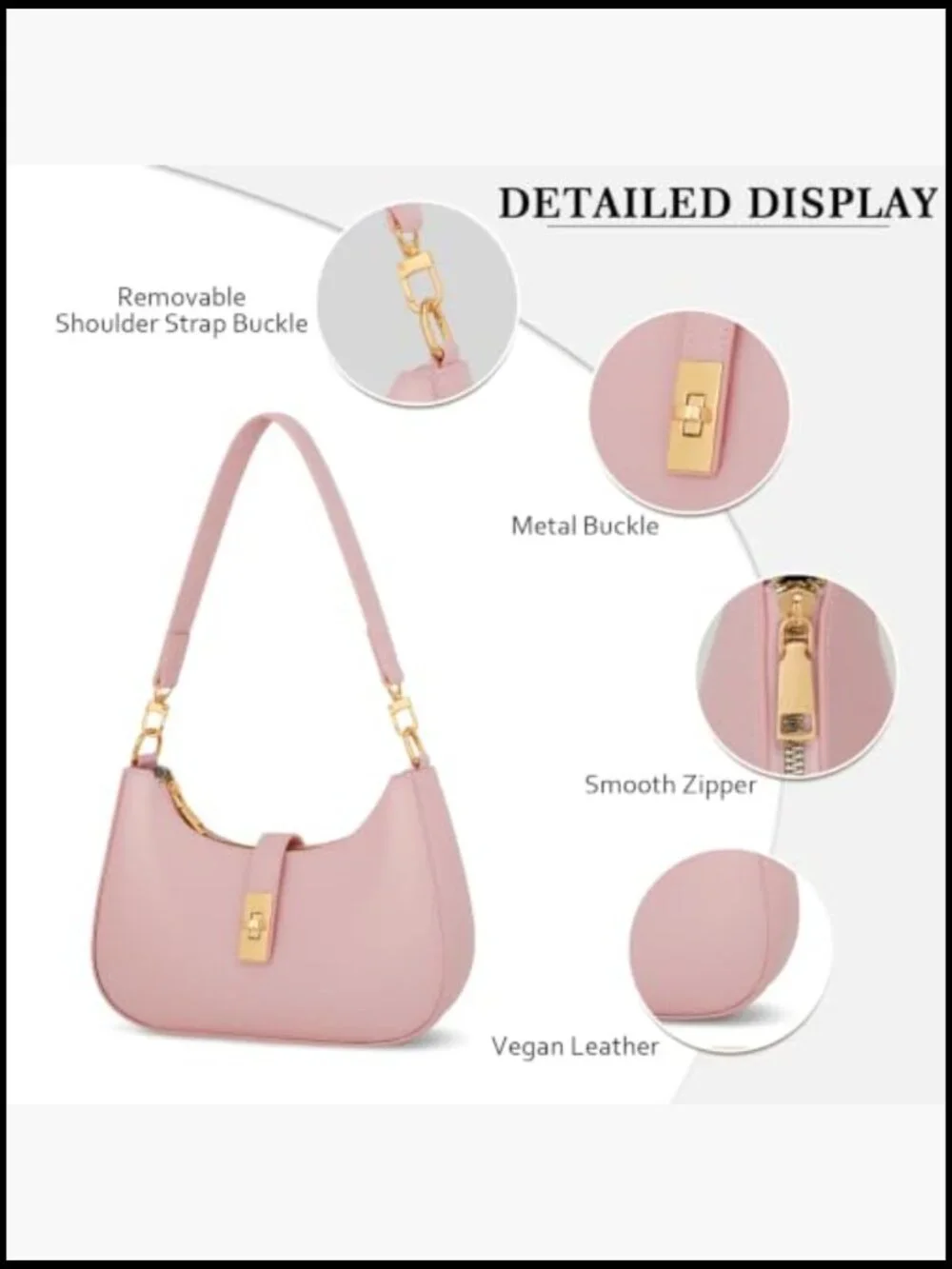 Cute Hobo Handbag Vegan Leather Retro Small Clutch Purse with Zipper